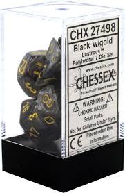 Lustrous Black / Gold 7 Dice Set - CHX27498